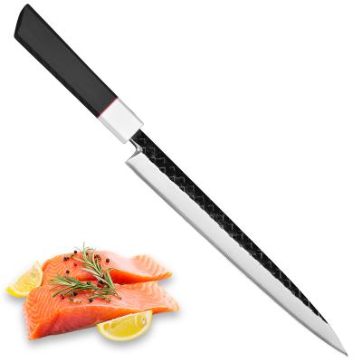 China Disposable Stainless Steel 8Cr14Mov Bandeau Slicing Single Blade Bevel Sashimi Sushi Knife With Handle G10 for sale