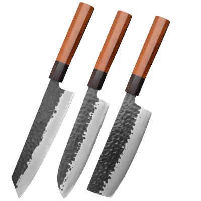 China 3 Pcs Disposable Stainless Steel Kitchen Knife Set With Nakiri Kiritsuke Santoku Knife For Kitchen Home Restaurant for sale