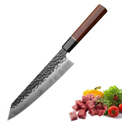 China 8 Inch 5Cr15MoV Chef's Knife Hammered Steel Kiritsuke Disposable Knives with Ebony Handle for sale