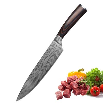 China Damascus Style Disposable Knife 8 Inch Stainless Steel Sharp Chef Knife With Ergonomic Handle for sale