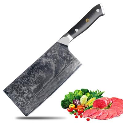 China 7 Inch Damascus Kitchen Cleaver Knife Disposable Professional Steel Butcher Knife With Rivet 3 for sale