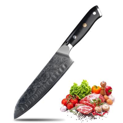 China Disposable Handmade 7 inch REAL Chef Knife High Quality Steel Santoku Knife Damascus Kitchen Knife for sale