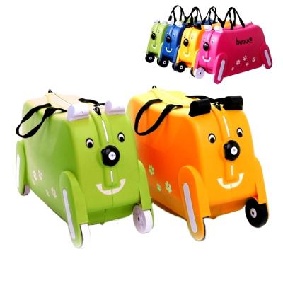 China BUBULE Fashionable Cute Dog 4 Wheels Mini Kids Suitcase Ride On Luggage For Kids for sale