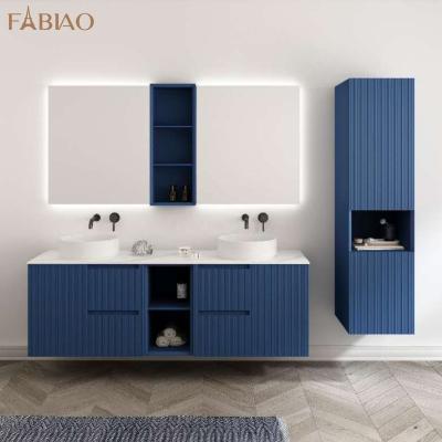 China Modern Commercial Water Resistant Cabinets Floating Bathroom Vanity With Smart Mirror for sale