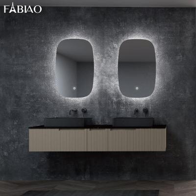 China FABIAO modern decor MDF double sink vanity bathroom modern badezimmer new design for sale