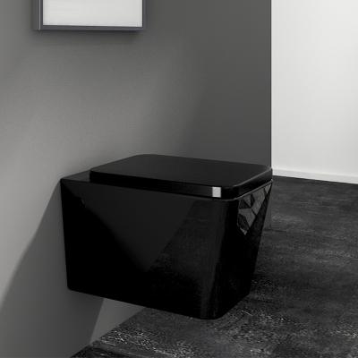 China European Modern WC Rimless Toilet Bathroom Auto Operation FABIAO Style Ware Matte Black Ceramic Wall Hung Sanitary Toilet for sale