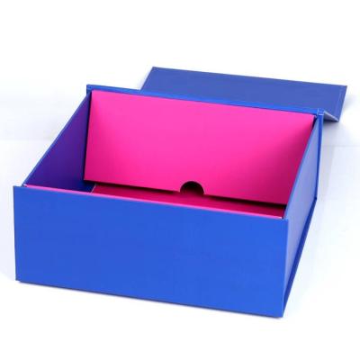 China Good Quality Silver Stamping Printing Reused Matte Finished Materials Logo Custom CMYK Fold Gift Box Packaging Blue Folding Shoe Box for sale