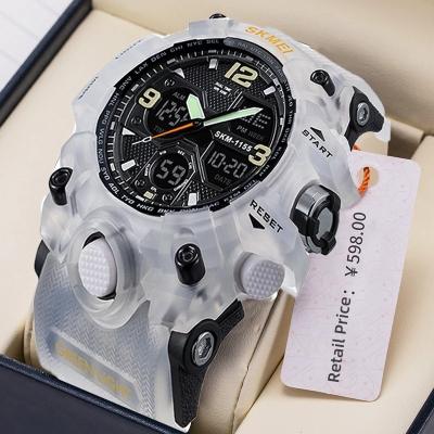 China New Arrival SKMEI 1155B White Color Mens Chronograph Alarm Sport Digital And Analog Sport Wristwatches Custom Your Own Logo for sale