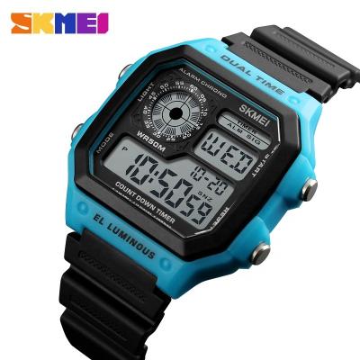 China SKMEI Alarm Suppliers Watches PU Band Stainless Steel Watches Brands Back Japanese 1299 Time Zone for sale