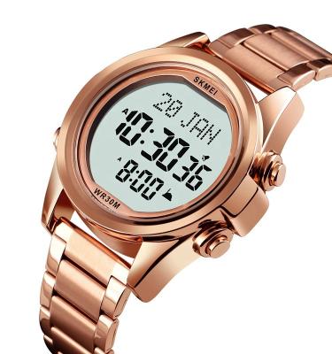 China New brand 1667 alarm SKMEI latest mens qibla watch azan digital fancy wristwatch stainless steel manufacturers for sale