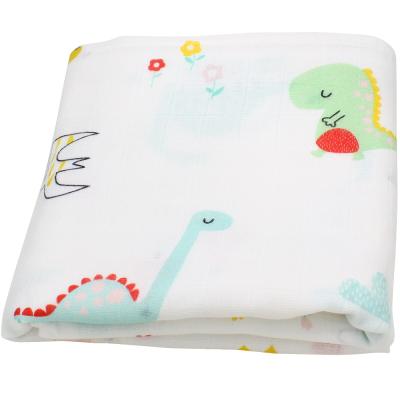 China Anti-pilling Most Popular Custom Soft Dinosaur Pattern Printed Receive Blankets Muslin Newborn Baby Wrap Wrap for sale