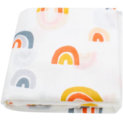 China 2020 New Design PORTABLE Rainbow Organic Cotton Muslin Bamboo Receiving Wrap Swaddle Blankets Baby for sale