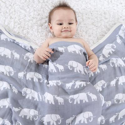 China Bamboo cotton print anti-pilling double layer newborn infant warm baby custom digital organic muslin blanket wrap for autumn winter for sale