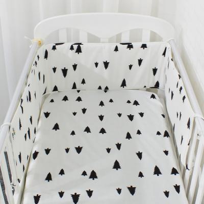 China White Background Black Tree Printed Adjustable Breathable Safety Crib Baby Crib Bumper Set 100% Cotton Hutch Bumpers for sale