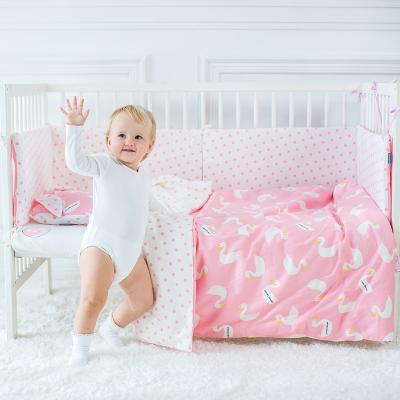 China China Modern Cheap Wholesale Custom Pink Dot Pattern Printed Crib Soft Crib Baby Muslin Bumper Set for sale