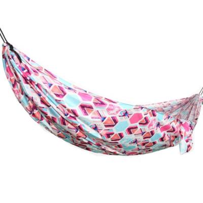 China Durable Portable Polyester Double Photo Printing Camping Hammock 275*145Cm With Adjustable Webbing Buckle for sale