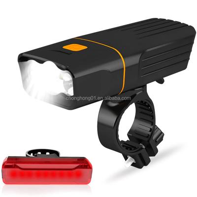 China Ultra Bright Plastic USB Rechargeable Bike Light Set Waterproof Bicycle Headlight and Tail Light, LED Front and Back Rear Lights for sale