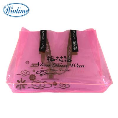 China Custom Logo PVC Handled Polyester Handle Transparent Tote Bag for sale