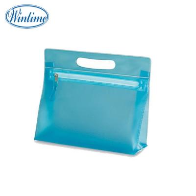 China Lady Cutting Handle Metal Zipper Frosted Cosmetic Bag PVC for sale