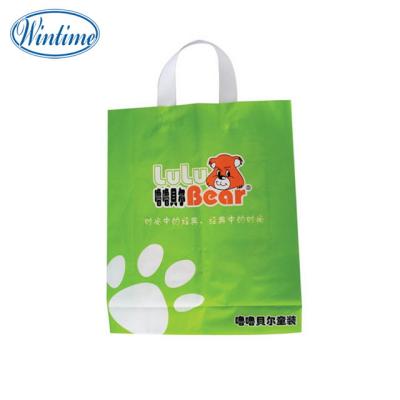 China Recyclable Recycle Long Handle HDPE Shopping Bag For Clothes for sale