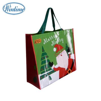 China Recyclable Glossy Nonwoven OPP Lamination Christmas Shopping Bag for sale