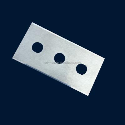 China Film Cutting Tungsten Carbide Blade Three Holes Razor Blade For Film Foil Slot Cutting for sale