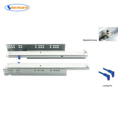 China Easy Installation Euro Full Extension Concealed 3 Way Drawer Rail Soft Close Undermount Drawer Slide for sale