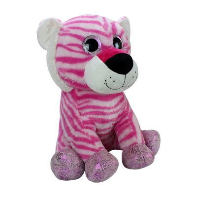 China New Plush Kids Toys Factory Customized Pink Stuffed Soft Realistic Cuddly Reclining Tiger Plush Toy for sale