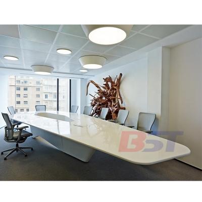 China Renewable white color antique table designs artificial stone meeting table manufactures large conference table for sale