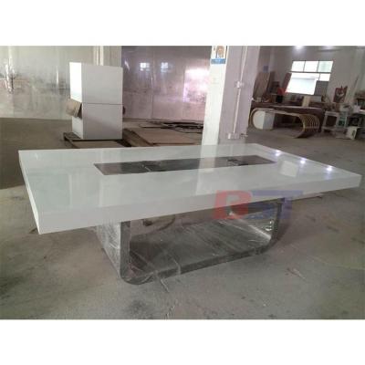 China Renewable Classic Style Manufacturer Artificial Stone Professional Made Office Boardroom Meeting Table for sale