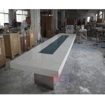 China Renewable Stone Office Furniture Hotel Furniture Durable Artificial Restaurant 10 Seats Long Narrow Meeting Table for sale