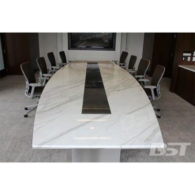 China Durable Modular Marble Top Boat Shape 10 12 16 20 Seat Board Meeting Conference Table for sale