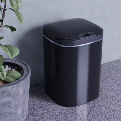 China Induction Type Hot Sale Sensor Waste Bin With Lid Black Touchless Automatic Trash Cans for sale