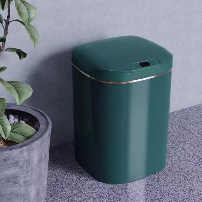 China Smart Sensing Green Induction Type Trash Can Phnom Penh With Cover 12L Electric Smart Trash Can for sale