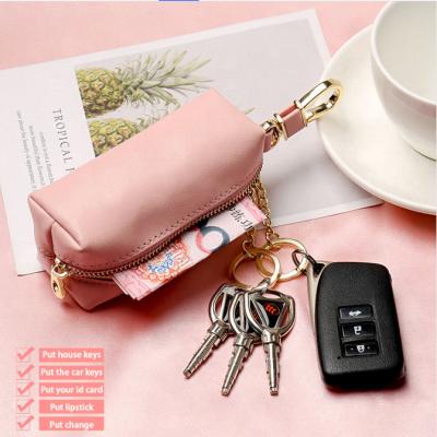 China Fashion Small Purses Wallet Car Key Case Key Holder Wallet Genuine Leather Chained Key Card Wallet for sale