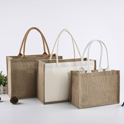 China Latest Canvas Fashion Handled Ladies Jute Shipping Bags Cheap Women Shoulder Shopping Bags Jute Shipping Bag for sale