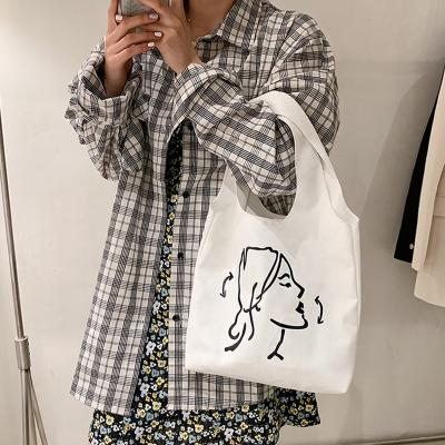 China Other High Quality Cute Fashion Canvas Girl Shopping Bag Handbag Canvas Ladies Large Shoulder Bag for sale