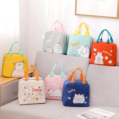 China Custom Cute Wholesale School Insulated Kids Lunch Box Bag Waterproof Logo Cartoon Lunch Tote Bags Canvas for sale