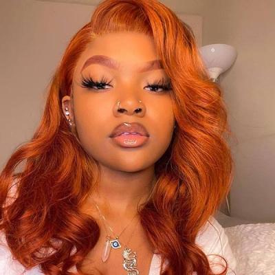 China Brazilian Body Wave HD 13x4 Full Lace Wig Hair Lace Front Wig Remy HD Transparent Swiss Lace Wigs For Ginger Color Wholesale for sale