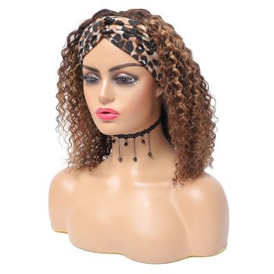 China Jerry Curl Brazilian Fringe Brown Black Short Wig 180% Curly Natural Hair 4X4 Lace Up 4C Jerry Curl Headband Wigs For Black Women for sale