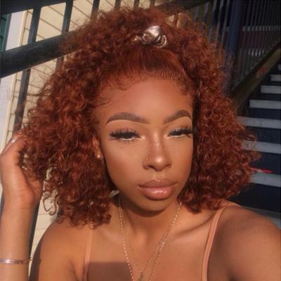 China Curly Curly Ginger Orange Wig Human Hair Lace Front Human Hair Wigs PrePlucked Virgin Colored Hair Wigs For Black Women for sale