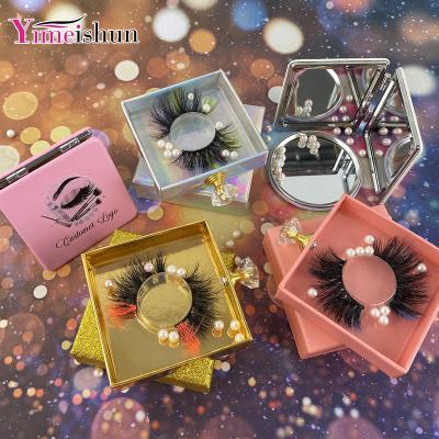 China New Design Colorful 100%mink lashes colorful 5d mink fur strip eye lashes two tone 25mm red green pink color mink lashes with free box for sale