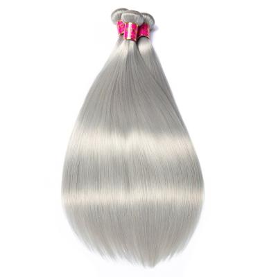 China Silky Straight Gray Human Hair Bundles Brazilian Hair Weave Bundles 10-26inch Wave Non-Remy Hair Extension Tape for sale