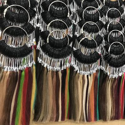 China Silky Straight Human Color Ring Wave Hair Extension Color Chart 100% Virgin Hair Customized Color Ring For Salon Hair Extension Store for sale