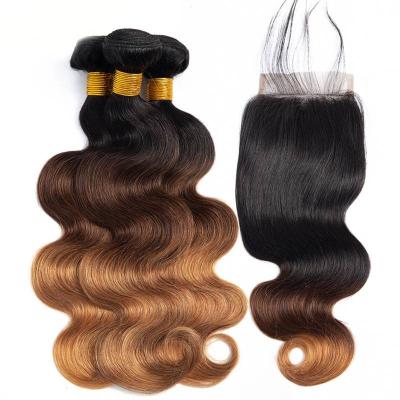 China Body Wave Wholesale Price Honey Blonde 4*4 Natural Black Closure 13*4 Lace Headband, 1b/4/30 Ombre 100% Cuticle Aligned Hair for sale