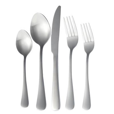 China Fancy 1010 Stainless Steel Silverware Matte Sliver Dinner Knife Spoon Fork Set Viable High Quality Cutlery Cutlery Set Wholesale for sale