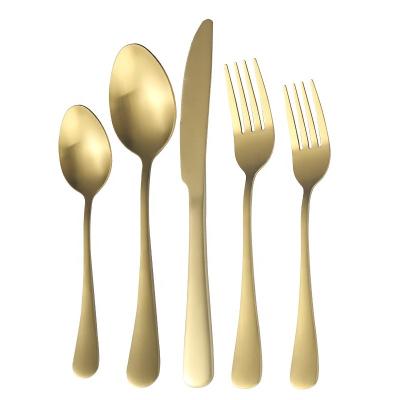 China Fancy 1010 Stainless Steel Silverware Matte Gold Flatware Set Dinner Knife Spoon Fork Set Viable High Quality Cutlery Set Wholesale for sale