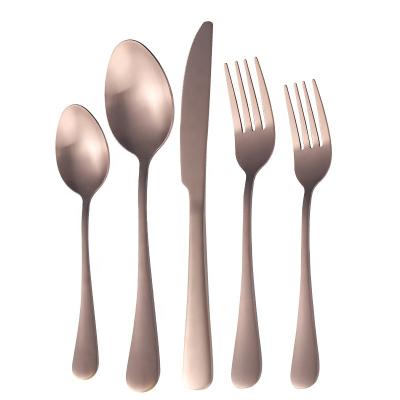 China Viable High Quality Fancy 1010 Stainless Steel Silverware Spoon Matte Rose Gold Dinner Knife Fork Cuttlery Cutlery Set Wholesale for sale