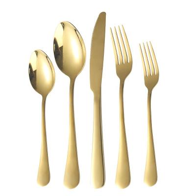 China Fancy 1010 stainless steel gold silverware set dinner knife teaspoon set cuttlery viable high quality shiny cutlery set wholesale for sale