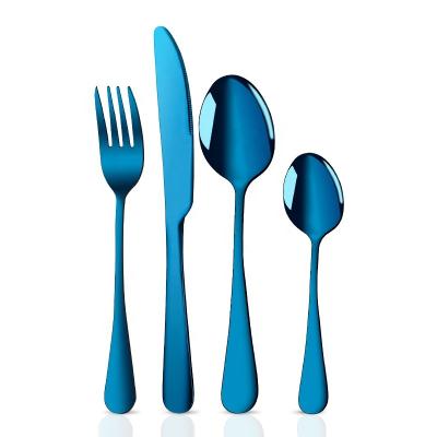 China Durable luxury fancy silverware 1010 stainless steel blue Chengli Amazon dinner knife spoon fork set cuttlery cutlery set wholesale for sale